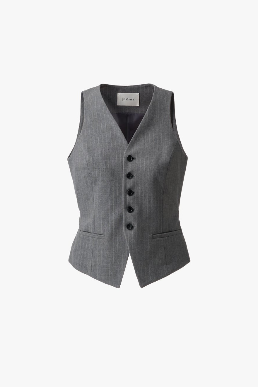 【PERVERZE】 Gradient Stripe Vest/ グレー PRINCIPLE VEST – Jil Grace