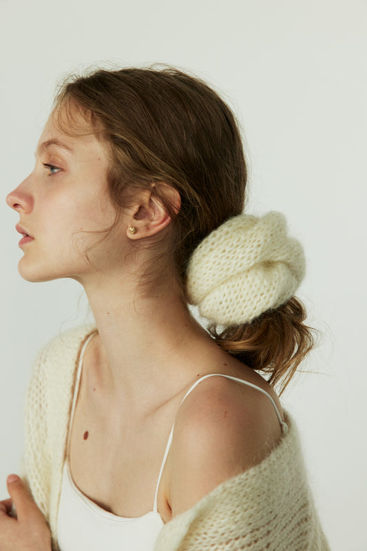 MOHAIR KNIT CARDIGAN & CHOUCHOU