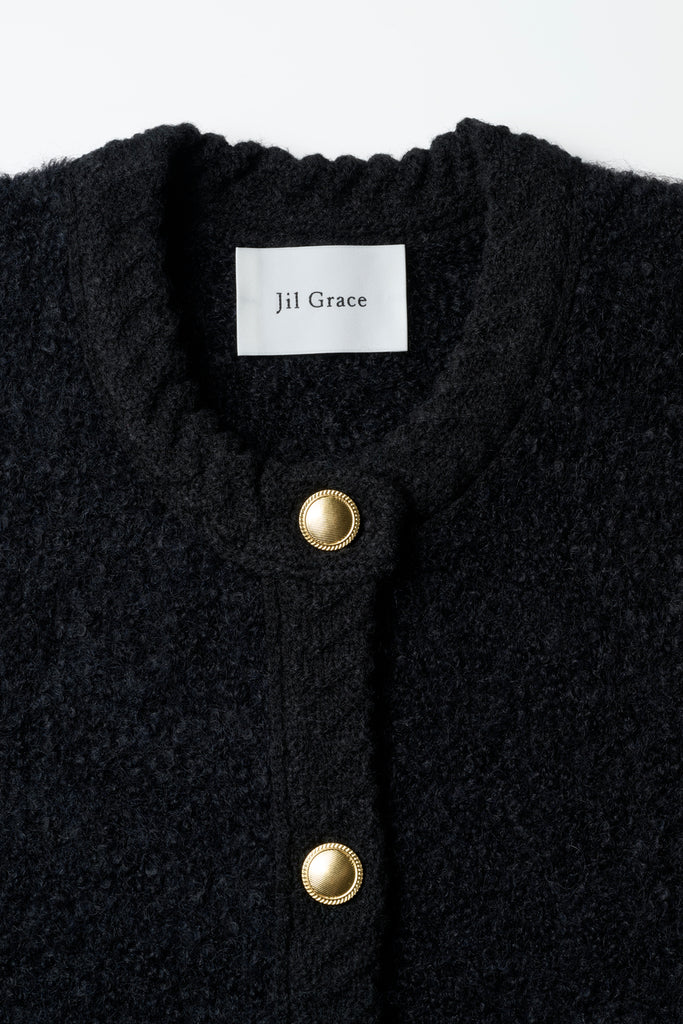 WOOL PILE KNIT  CARDIGAN