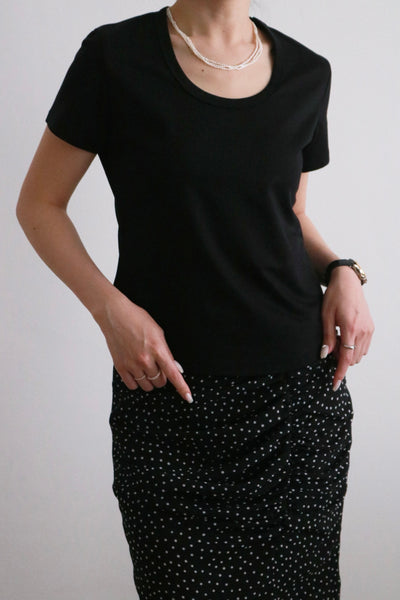 TIMELESS SILKY U-NECK TEE スナップ 1