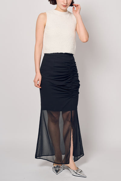 CHIFFON DRAPE SKIRT スナップ 1